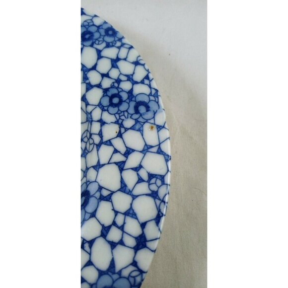 Set Of 4 Vintage Blue White Floral Crackle Glazed Ceramic Plates - Picture 10 of 10
